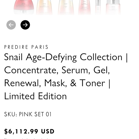 SNAIL COLLECTION" skincare set, likely from the brand Prédiré Paris New Sealed - Picture 2 of 10